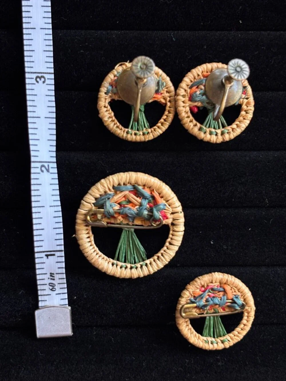 Vintage Floral 1940s Brooch and Clip on earring set